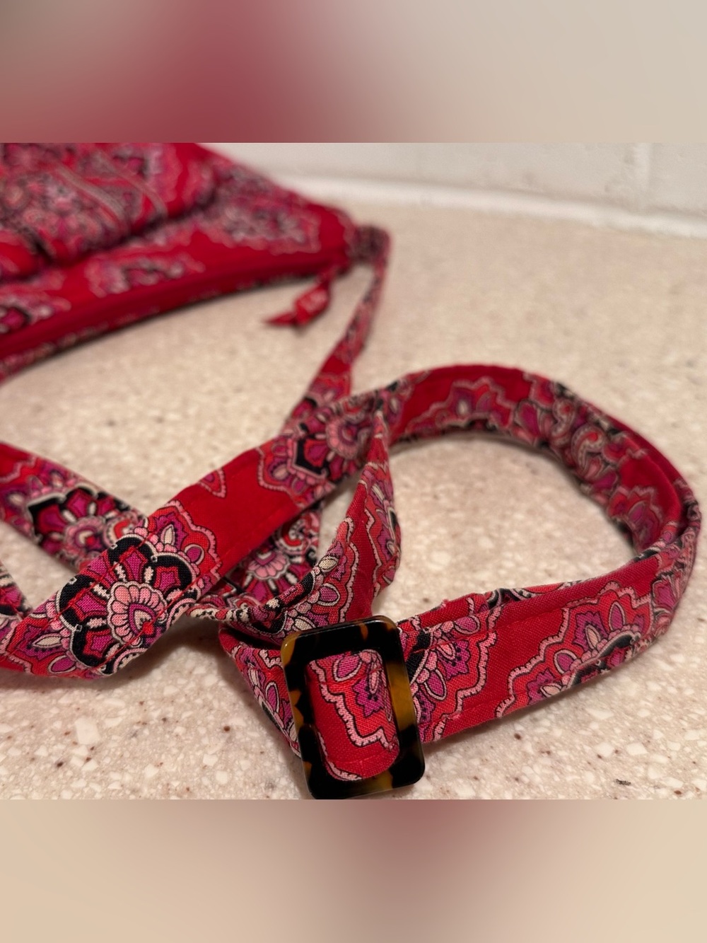 Vera Bradley Libby Crossbody Bag Frankly Scarlet 2008 Red Paisley Quilted Cotton - Picture 11 of 17